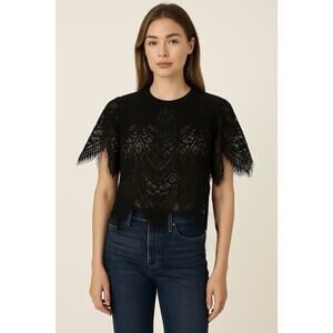 NWT Bishop & Young black Lace Top Size Small